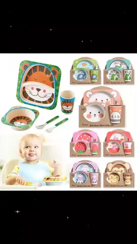 ED shop 5 Pcs Dinnerware Set Natural Bamboo Fiber With Plate Bowl Cup Spoon Fork baby kids utensils  #fyp #foryou #orderna #bestseller #forbabys #dinnerwareset #pwdesaboysandgirls 