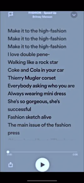 Fashion#brotneymanson #spotify #speedsongs 