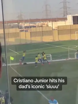 Cristiano Ronaldo Junior hit his dad's iconic ‘siuuu’ celebration after scoring a penalty 😎💛 @Gio CR7 #CR7 #CR7JR 