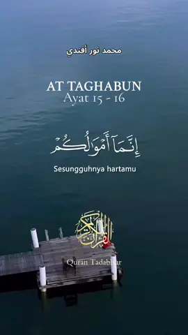Surat At Taghabun Ayat 15-16 📚Tafsir Al Muyassar 15). Tidakla Harta dan anak-anak kalian kecuali hanyalah ujian bagi kalian, dan di sisi Allah dan pahala besar bagi siapa yang mengedepankan ketaatan kepada Allah atas ketaatan kepada selain Allah, dan menunaikan hak Allah dalam hartanya. 16). Kerahkanlah (wahai orang-orang yang beriman) usaha dan upaya kalian dalam bertakwa kepada Allah, dengarkanlah Rasulullah dengan perenungan dan tafakur. Taatilah perintahnya dan jauhilah larangannya. Infakkanlah sebagian dari apa yang Allah rizkikan kepada kalian, niscaya itu lebih baik bagi kalian. Barangsiapa selamat dari kekikiran dan kebakhilan terhadap apa yang lebih dari kebutuhannya, maka mereka adalah orang-orang yang beruntung meraih semua kebaikan dan segala apa yang diharapkan. #quran #recite #murottal #tadabburquran #qurantadabbur #seo #fyp #healing 