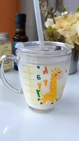 Gelas Minum Anak Sedotan 400ml Motif Animal Bahan Kaca Anti Tumpah  #gelasminumanak #gelasmotif #gelasanak 