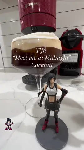 “Rebirth-ing” 😉 this very old series of FF7 inspired cocktails. No one can tell me that Tifa doesn’t drink espresso martinis. That girl packs a punch! Who’s next? #tifa #tifalockhart #finalfantasy7 #finalfantasy7remake #finalfantasy7rebirth #cocktail #espressomartini #videogames 