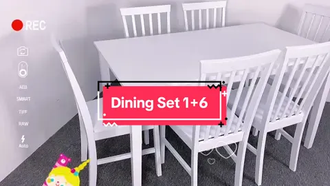 White theme dining Table Dining Chair Dining Set #diningtable #diningchair #diningset #table #chair #meja#mejausi #white #theme #thema #solidwood #mdf #papan #kayu #suka #murah #quality #star99team