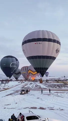 Just a winter flight in snowy Cappadocia … #cappadocia #turkiye #hotairballoons #winter 