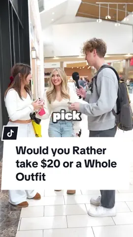 Would you rather take $20 or have a stranger pick out an outfit for you? #interview #mall #publicinterview #manonthestreet 