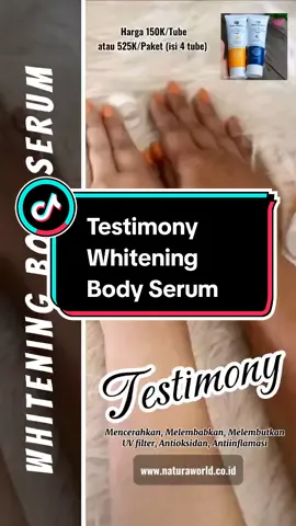 Whitening Body Serum... Tidak hanya melembabkan tapi juga menutrisi Kulitmu. membuatnya jadi lebih Sehat, Lembab, Cerah, terlindung dari paparan sinar Ultraviolet. #WhiteningBodyserum #Naturaworld #mencerahkankulit #uvfilter #Menutrisikulit
