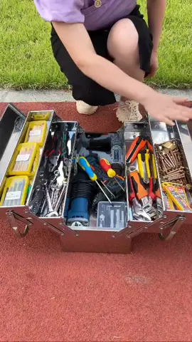 Look at my stainless steel toolbox three-layer folding to find things easy to find and not take up a place is very easy to use # toolbox # tool storage # high-performance utility tools # hardware tools # good tools to share together put away