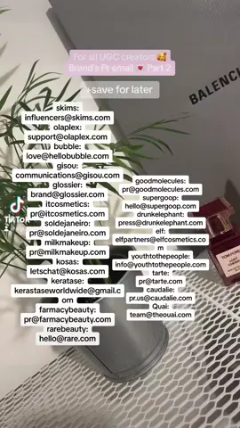 Brand's pr email 💌for all my UGC creators! Save it for later and share it with your community 🥰#ugc #ugccreator #ugccontentcreator #ugctips #marketing #commuity