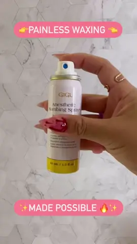 Say bye-bye to waxing pain! 😮‍👋 The GiGi Anesthetic Numbing Spray is a great topical spray that gently desensitizes the skin before waxing with 4% Lidocaine! @Gigispa  #petruccelli #petruccellibeauty #gigiwax #gigispa #numbingspray #painlesswax #esthetician  #anestheticspray #waxing #wax #SelfCare #bodycare #waxingessentials #skincare #spa #beautysalon #product #spaday #waxing #legwax #aesthetician #fyp #foryou #foryoupage 