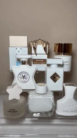 White bottles 🤍🤍 Atlantide @tizianaterenzi.official  Bianco Latte @giardiniditoscana  Cassiopea @tizianaterenzi.official  Tribeca @bondno9ny  Musk Therapy @initioparfumsprives  Born Dreamer @charlidamelio  Signature @montblanc  Love in White @creedfragrance  #white #whiteaesthetic #collection #fragrance #perfume #fragrancetiktok #perfumetiktok #tizianaterenzi #initioparfums #montblanc #creed #giardinititoscana #bondno9 #charlidamelio #fyp #snow #smellmebeforeyouseeme 