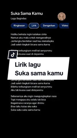 lirik lagu suka sama kamu_bagindas 🎧 #liriklagu #lirikgoogle #fyp 