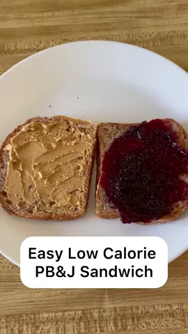 Low Calorie PB + J Sandwich  Like peanut butter and jelly sandwiches? Here’s a low calorie version for you to make: Ingredients: 2 tbsp PB2 (60 cal) 1 tbsp jelly/fruit spread (24 cal) 2 pieces low carb bread (100 cal) Instructions: 1. Mix PB2 + water and place on piece of low carb bread.  2. Add 1 tbsp of jelly on top of other slice.  3. Combine and enjoy! 