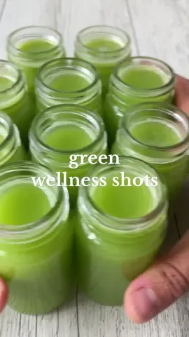 🍃GREEN WELLNESS SHOTS🍃 Let’s save money AND make some delicious health-boosting shots! Often cafes sell these for $6-$8 PER shot so let’s make our own at home. 🍏🥒🍋 [Makes 16x 60mL/2oz shots]  Ingredients:  5 green apples 4 cucumbers 4 stalks celery 1 large lemon, peeled  1 thumb ginger, peeled  Method:  1. Wash your produce thoroughly. Cut into small chunks. 2. Add into your cold pressed juicer OR blend with 1-2 cups of water and strain (through a sieve or nut milk bag) if you don’t have a juicer.  3. Place the funnel on top of your glasses and carefully pour in the juice. Repeat until you’ve used it all up. Pop the lid on all of them and place into the fridge to chill. Alternately, store in a large glass and pour out shots as desired. Enjoy! 👏 NOTE: Because it’s fresh juice it’s always best consumed within 3-5 days. I like to enjoy 2 in the morning before I start my day. But you can have them anytime of the day really.   #vegan #plantbased #EasyRecipe #healthyrecipe #greenjuice #greenjuices #celeryjuice #juice #juicerecipe #lemon #ginger #health #juicing #healthyfood #greenwellness #greenwellnessshots 