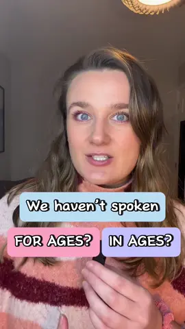 For ages or in ages? 🥹 They both have the same meaning, you just need to remember WHEN to use them and with which tenses ☺️ if you want to be on the safe side… use for ages 😉 Follow me to learn more English grammar tips! 🙌🏻 #grammarlesson #grammar #englishteacher #english #learnenglish 