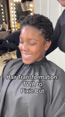 My client went from having a cute twa to a cute pixie cut 💅🏾💅🏾 What do you think of this transformation? #twa #naturalhairtorelaxedhair #naturaltorelaxer #pixiecuttransformation #relaxedpixiecut #pixiecuthairstyle #hairstylesforblackgirls #blackwomenpixiecut #fdhairandbeauty 
