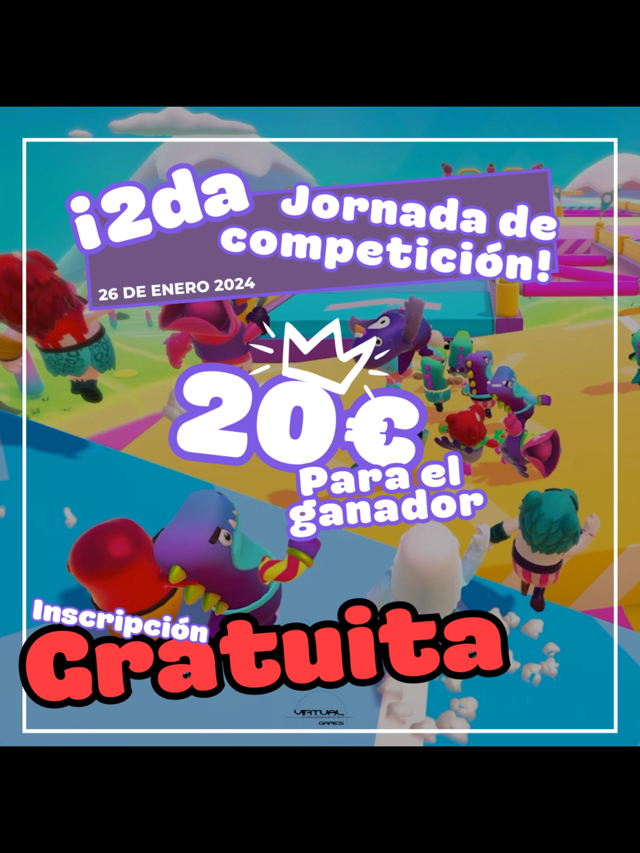 ¡Prepárate para la 2da batalla de alubias en nuestro Torneo por puntos de Fall Guys! 🎮  👉 𝐅𝐨𝐫𝐦𝐚𝐭𝐨 𝐝𝐞𝐥 𝐓𝐨𝐫𝐧𝐞𝐨: Todos los participantes jugarán la misma cantidad de partidas, ¡nadie se queda atrás! Acumula puntos con cada ronda superada y avanza hacia la victoria final.  📅 Fecha: 26 de Enero 🕑 Hora: 20:00 (Hora Peninsular) 🏆 Premios épicos: El ganador recibirá 20€ y el título de Campeón de Fall Guys. 𝐏𝐚𝐫𝐚 𝐩𝐚𝐫𝐭𝐢𝐜𝐢𝐩𝐚𝐫, 𝐬𝐢𝐠𝐮𝐞 𝐞𝐬𝐭𝐨𝐬 𝐬𝐞𝐧𝐜𝐢𝐥𝐥𝐨𝐬 𝐩𝐚𝐬𝐨𝐬: 📲 ✅ Sigue nuestra cuenta. ✅ Da 