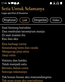 Setia Untuk Selamanya #setiauntukselamanya #fyp #lirycs #liriklagu #lirik @ezil 