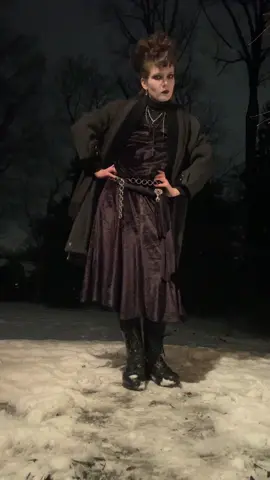 snow will not stop me from dressing up im just putting my military surplus boots on #gothgirl #fitcheck #gothootd #tradgoth #80sgoth 