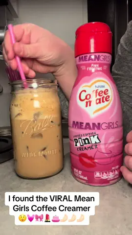 OMG… i found the limited addition coffee mate mean girls creamer 🩷🎀🤤 #meangirlscreamer #coffeemate #pinkfrostingcreamer #meangirls #homemadecoffee #icedcoffeerecipe #coffeetiktok #athomeicedcoffee #athomeicedcoffeetutorial #instanticedcoffee 