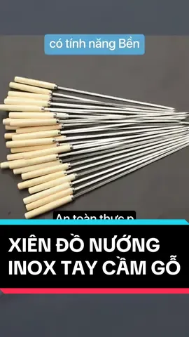 Xiên inox chuôi gỗ Xiên dùng nướng thịt inox Nướng tiện dụng Không gỉ sét An toàn thực phẩm mới !!! #giadungtienich #Happy966 #giadungtienloi #viral #trending #trend 