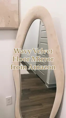 This mirror is perfect for a closet, small business or even the corner of your home that needs a little facelift. The velvety soft texture and earthy tones add to the funky vibe. #amazonfinds #amazonfurniture #amazon #wavymirror #modernmirror #neutralaesthetic #aesthetichome #neutraldecor #floorlengthmirror 