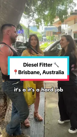 How much does he make working as a diesel fitter? 🔧🤔 📍Brisbane #brisbane #jobs #jobseeker #salarytransparency #pay #retail #hospitality #fyp #viral #interview #streetinterview #dieselfitter 