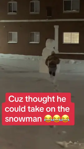 Bro met the immovable snowman 😭⛄️ #snowman #snow #snowday #tackle #funny (via @Roy 💫)