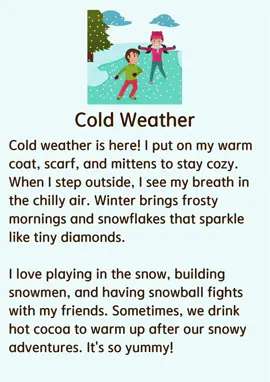 Cold Weather #coldweather #snow #winter #fyp #fory #english #learnenglish #englishlesson #englishclass #englishteacher #dailyenglishpractice #dailyenglish #englishstories 