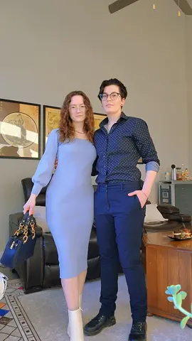 convinced my gf to swap date night outfits with me... the masc in a dress agenda comin together 😈 #outofcosplay #wlw #mascfemme #lesbian #sapphic 