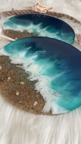 Resin Placements Beach & Ocean Inspired Round Resin Placemats #resin #DIY #art #shorts #tutorial 