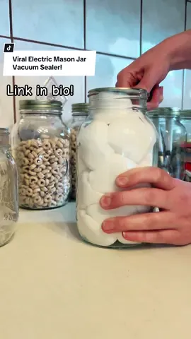Never gets old! ☺️ Viral electric mason jar vaccum sealer! LINK in bio! Saves time, food waste and you can reuse the lids over and over. Good with both sizes of mason jars. Doesnt need any special lids either! Everything it the same! Go to my bio and click the link to snag one while supplies last! Follow for more! #kitchenfinds #asmrsounds #goodstorage #foodstoragetips #foodwastesolution #kitchengadgets #musthaves2024 #thingsyoudidntknowyouneeded #kitchenhacksthatwork #masonjar #coolsounds 