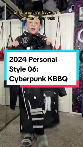 outfit 6: KBBQ and Cyberpunk! my original desire was to keep it low key and casual....but I'm me, and I don't know ow how to do that outside of my house. I really wanted tk wear the longer jacket so I'm mad the zipper was broken!!  but end result was still pretty good! when in doubt just throw in more bright colors I guess! #personalstyle #stylediary #cyberpunk #alternativestyle #stylingideas #neon #OOTD 