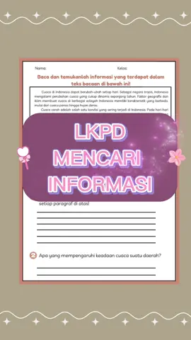 LKPD MENCARI INFORMASI File free ada di link drive di bio dengan nama 