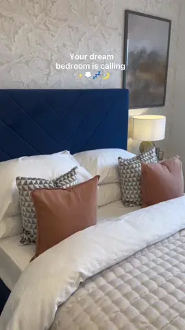 Soft neutral tones combined with a blue accent headboard and blush cushions to infuse a pop of colour into the space 💙🩷 #MyTiliaHome #bedroominspo #interiorinspo #homeinspo #homedecor #fyp #bedroomideas #bedroomdecor #newhome #newbuildhomes