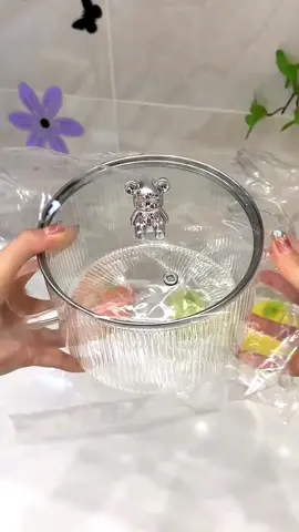 Nồi thủy tinh cao cấp chịu nhiệt độ cao với núm gấu Bear 1700ml   #noithuytinh #noithuytinhchiunhiet #noithuytinhnapgau #vairal #uocduoclenxuhuong 