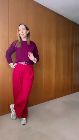 Here’s how I’m styling these red trousers from Me & Em!  Arent they perfect! #baggytrousers #pleatedtrousers #styleover50 #60 #outfitideas #grwm 
