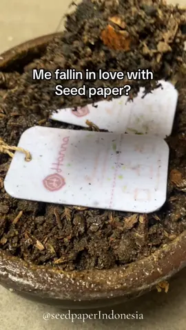 Falling in love with seed paper 💚 #seedpaperindonesia #seedpaper #plantablepaper #fyp #recycled 