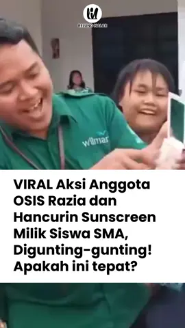 VIRAL Aksi Anggota OSIS Razia dan Hancurin Sunscreen Milik Siswa SMA, Digunting-gunting! Apakah ini tepat? Padahal BMKG pun mengimbau masyarakat Indonesia untuk menggunakan tabir surya (sunscreen) dan mengurangi waktu terpapar matahari pada pukul 10.00 hingga 16.00. Hal ini dilakukan untuk menghindari Penuaan dini, Kulit terbakar, Kanker Kulit, Hiperpigmentasi, dan parahnya paparan sinar UV yang berlebihan dapat mengakibatkan Kerusakan Pembuluh Darah.  Apakah langkah yang mereka lakukan sudah tepat, komen pedapatmu di kolom komentar. #viral #fyp #raziaskincare #raziasunscreen #osis #raziasma #raziapelajar #fyp #fypシ #viral