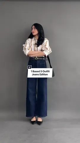 1 celana bisa di mix and match pake atasan apapunn🥹🫶🏻 emang yaah kalau jeans versatilenya tingkat dewaa! #jeans #jeansoutfit #stylingideas 