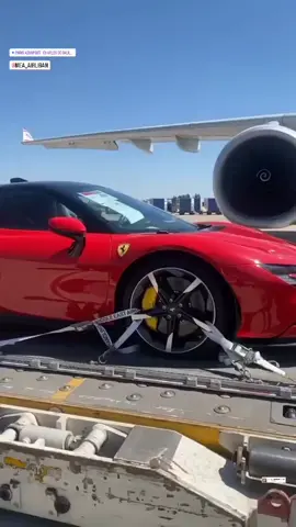 loading the red #ferrari into #airplane #mea #beirut #airbus #lebanon #airport #viral #fyp 
