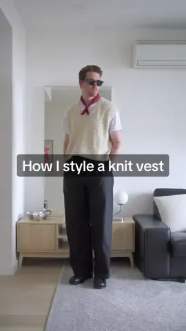 Embracing my inner eclectic grandpa styling this new knit vest 🧶 #fashion #OOTD #fashionhacks #outfitinspo #sweatervest 