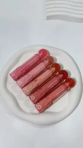 try on liptint yang super cute dari gogotales, kalian suka yang shade berapa nih   fav bngt sama finish nya super glossy dan ga bikin kering di bibir #gogotales #lipt 