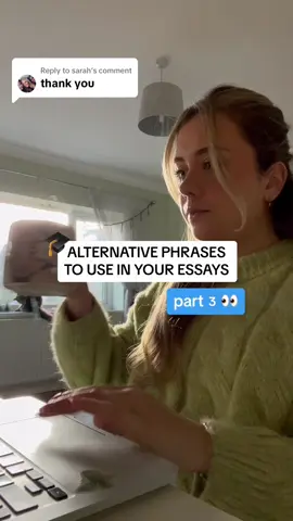 Replying to @sarah part 4 of alternative phrases to use in your writing to make any dissertation shine! 🌟 whilst your research and contents are the most important things, it’s still pertinent to portray to a marker that you can write professionally, and dazzle them with your literacy! Improved writing style could be the difference between a 2:1 and a 1st, so make sure to save this video for editing your essays before you submit them 🧠✨ #dissertation #dissertationszn #essaytips #studentwriting #universitylife #unistudent 
