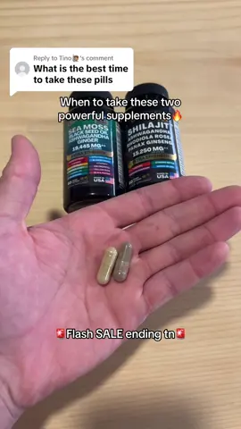 Replying to @Tino🙋🏽 lets talk about when the best time to take these supplements is💯 #seamoss #shilajit #supplements #ttshop #tiktokshop 