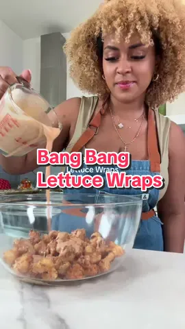 These bang bang shrimp lettuce wraps are perf for mealprep, quick and cute easy dinner idea, they are just chefs kiss 😅🤩✨ #bangbangshrimp #lettucewraps