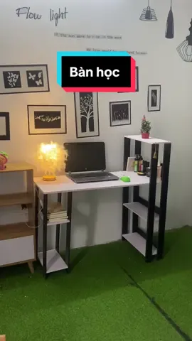 Bàn học kèm kệ sách bàn làm việc bàn đen trắng chữ L #lynnhome #banhoc #banlamviec #banhocthongminh 