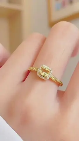 High end fashion small yellow diamond ring##rings 