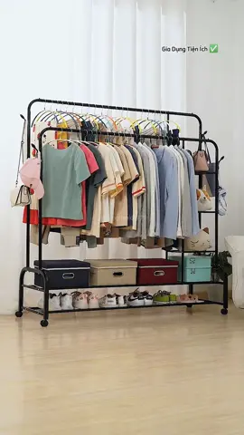 Giá Treo Quần Áo Bằng Sắt Sơn Tĩnh Điện , 2 Giàn Phơi + 2 Tầng Để Đồ Tiện Ích  #dogiadung #giadungtienich #giadungtienich779 
