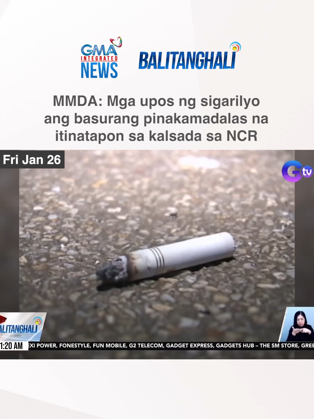 Mga upos ng sigarilyo ang nangungunang basurang itinatapon sa mga kalsada ng Metro Manila. #Balitanghali #GMAIntegratedNews #SocialNewsPH