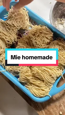 Mie homemade enak menggunakan satu butir telur Bahan cair  -telur 1 butir -garam 1 sendok teh - 1/2 sendok makan baking soda -air 1 gelas Tepung terigu 1/2 kg Tepung tapioka 5 sendok makan #fyp #miehomemade #miebasah #mierumahan #resepmie #resepgampang #CapCut 